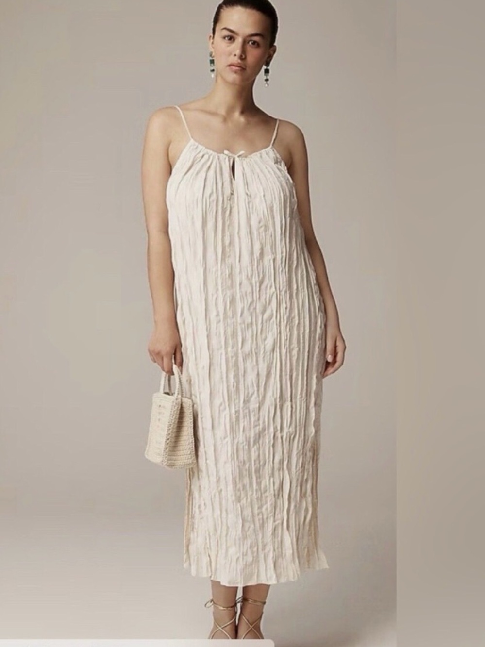 J Crew Side Slit Crinkles Midi dress